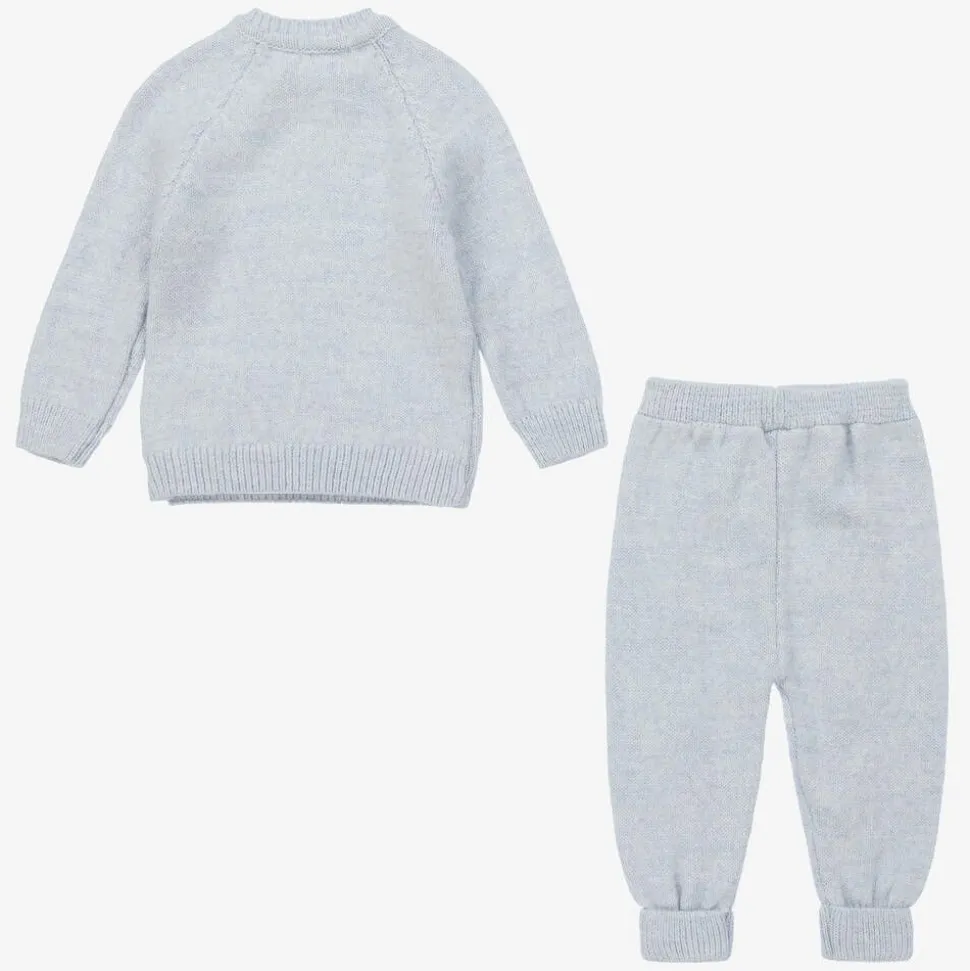 Blue Knitted Baby Trouser Set