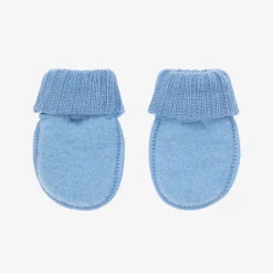 Blue Merino Wool Mittens