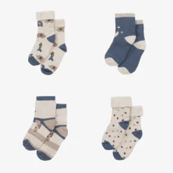 Blue Organic Cotton Baby Socks (4 Pack)