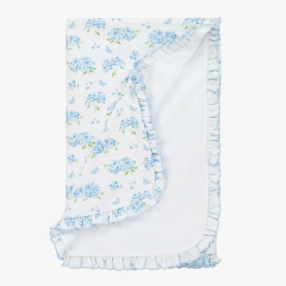 Blue Pima Cotton Heavenly Hydrangeas Blanket (73cm)
