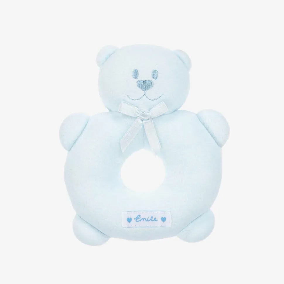Blue Plush Bear Rattle Toy (14cm)