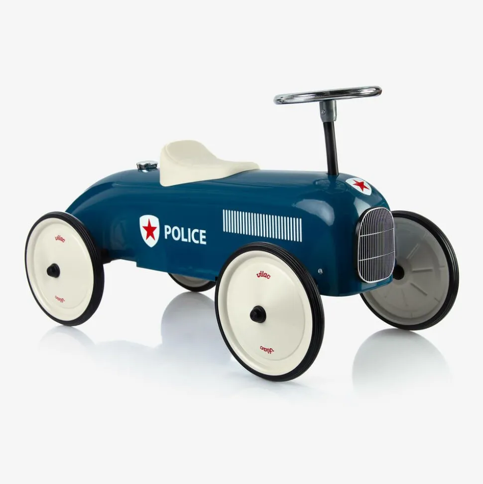 Blue Ride-On Vintage Police Car (75cm)