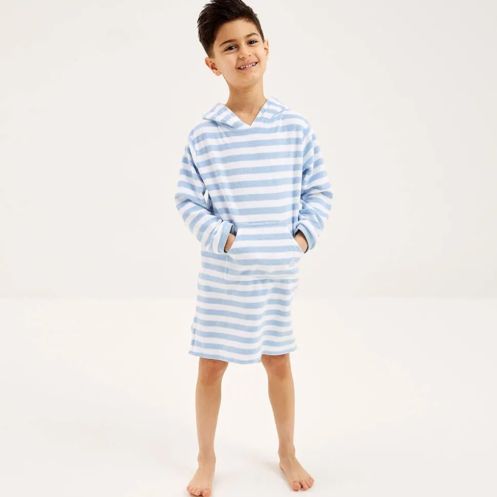 Blue Stripe Cotton Towelling Robe