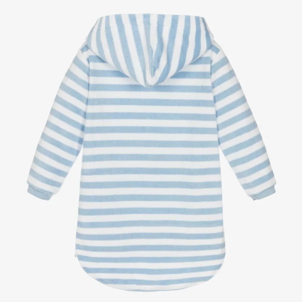 Blue Stripe Cotton Towelling Robe