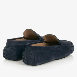 Blue Suede Leather Gommino Moccasins