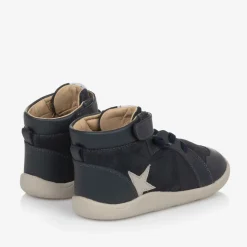 Blue Suede Leather High-Top Trainers