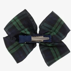 Blue Tartan Bow Hair Clip (7cm)