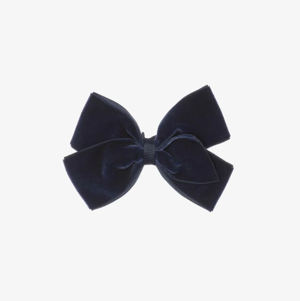 Blue Velvet Bow Hair Clip (11cm)