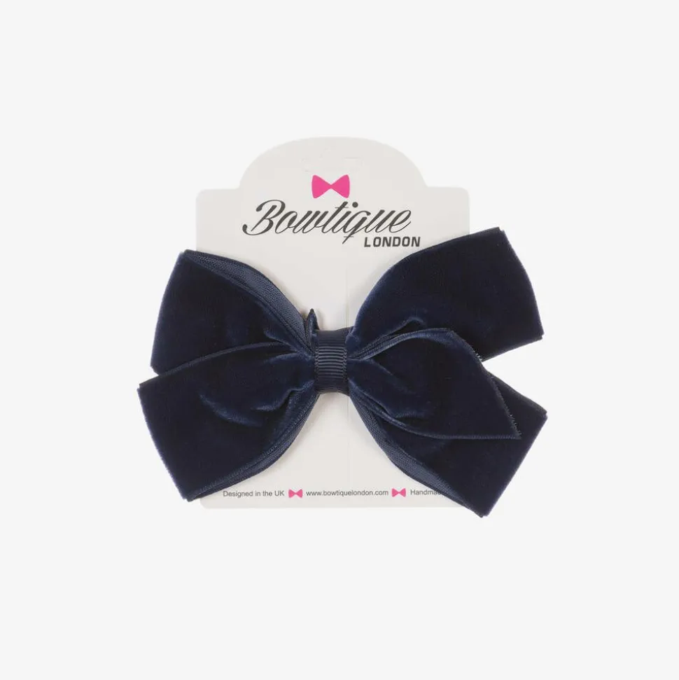 Blue Velvet Bow Hair Clip (11cm)