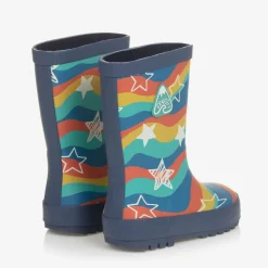 Blue Wavy Stripes & Stars Rain Boots