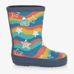 Blue Wavy Stripes & Stars Rain Boots