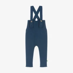 Blue Wool & Organic Cotton Knit Dungarees