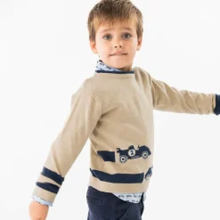 Boys Beige & Blue Needlecord Trouser Set