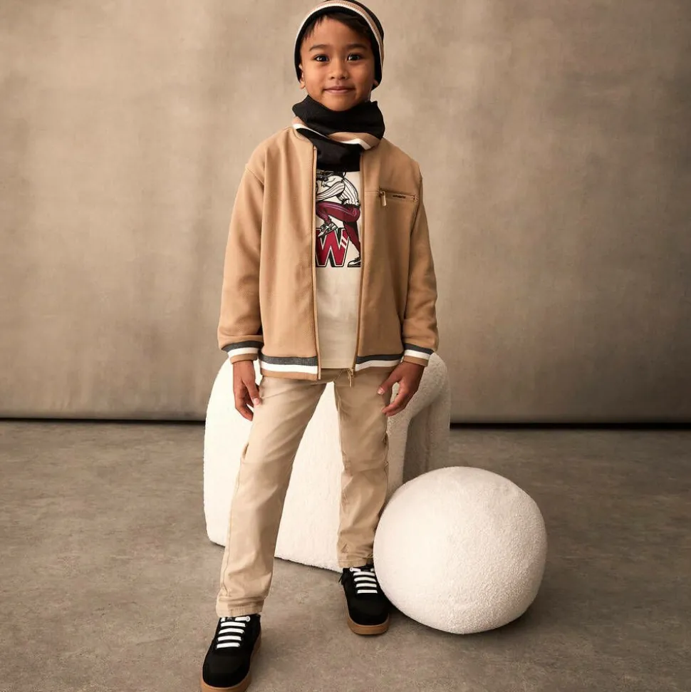 Boys Beige Bomber Jacket