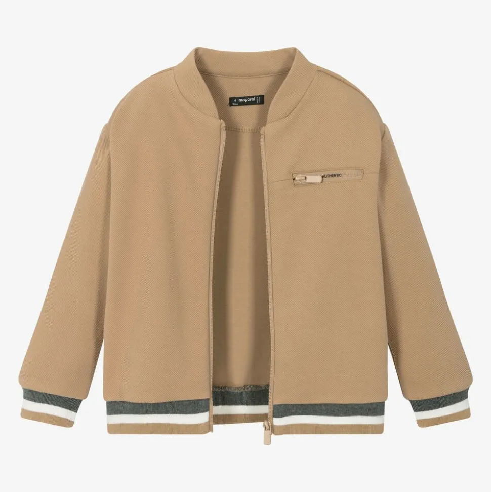 Boys Beige Bomber Jacket