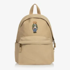 Boys Beige Canvas Polo Bear Backpack (37cm)