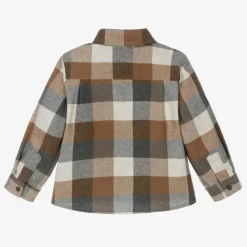 Boys Beige Check Cotton Shirt