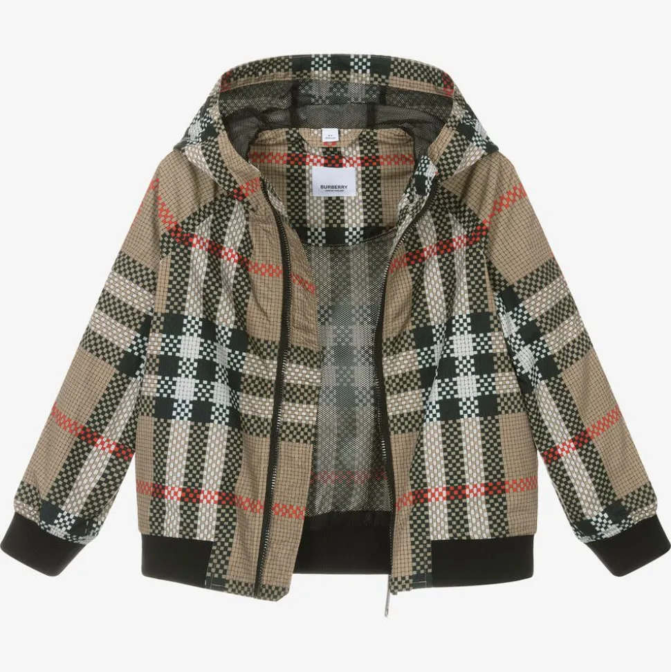 Boys Beige Check Jacket