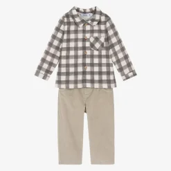 Boys Beige Corduroy Trouser Set