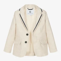 Boys Beige Cotton & Linen Suit
