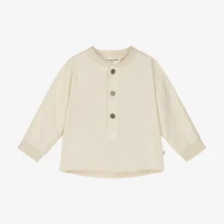 Boys Beige Cotton & Viscose Shirt