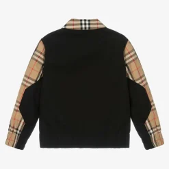 Boys Beige Cotton Check Zip-Up Jacket