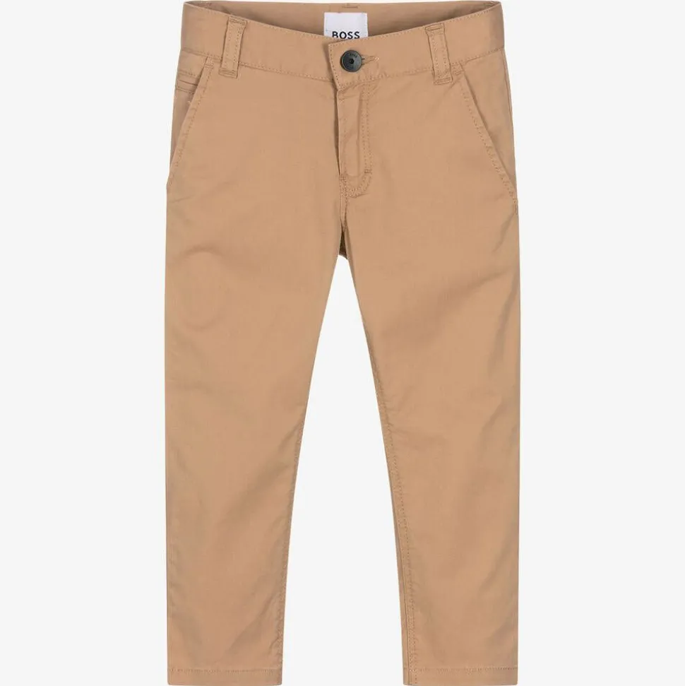 Boys Beige Cotton Chino Trousers