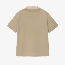Boys Beige Cotton Polo T-Shirt