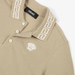 Boys Beige Cotton Polo T-Shirt