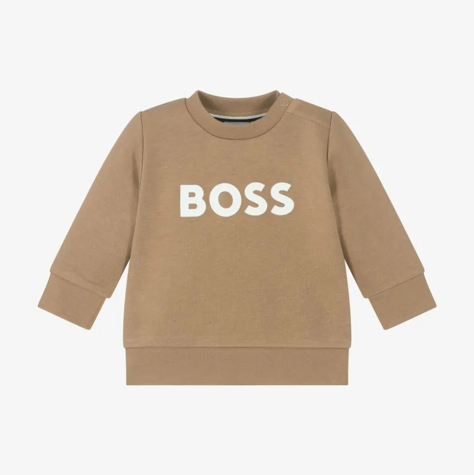 Boys Beige Cotton Sweatshirt
