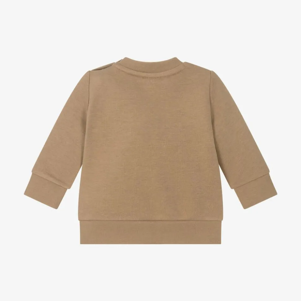 Boys Beige Cotton Sweatshirt