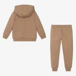 Boys Beige Cotton Tracksuit