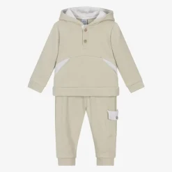 Boys Beige Cotton Tracksuit