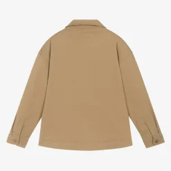 Boys Beige Cotton Utility Overshirt