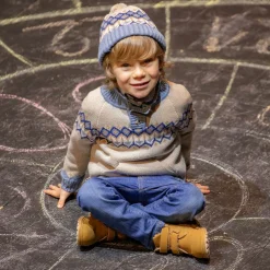 Boys Beige Fair Isle Sweater & Hat Set