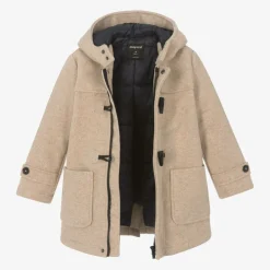 Boys Beige Felted Duffle Coat