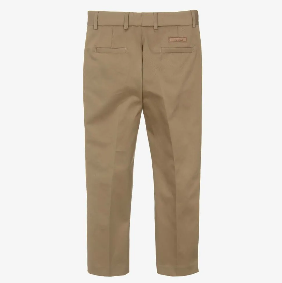 Boys Beige Gabardine Trousers
