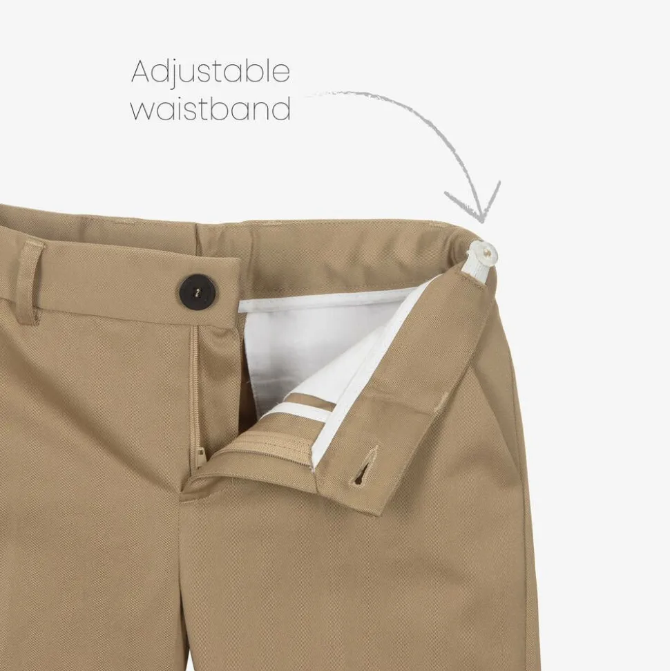 Boys Beige Gabardine Trousers