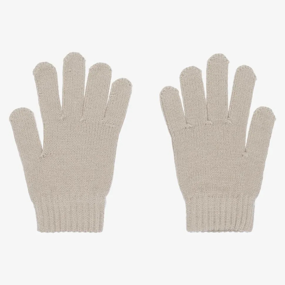 Boys Beige Knitted Gloves