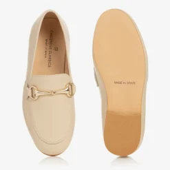 Boys Beige Leather Loafers