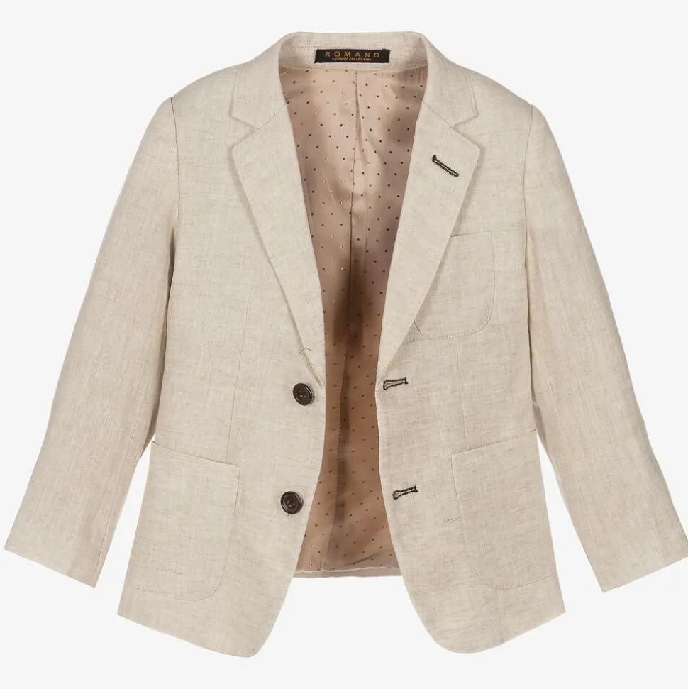 Boys Beige Linen & Cotton Suit