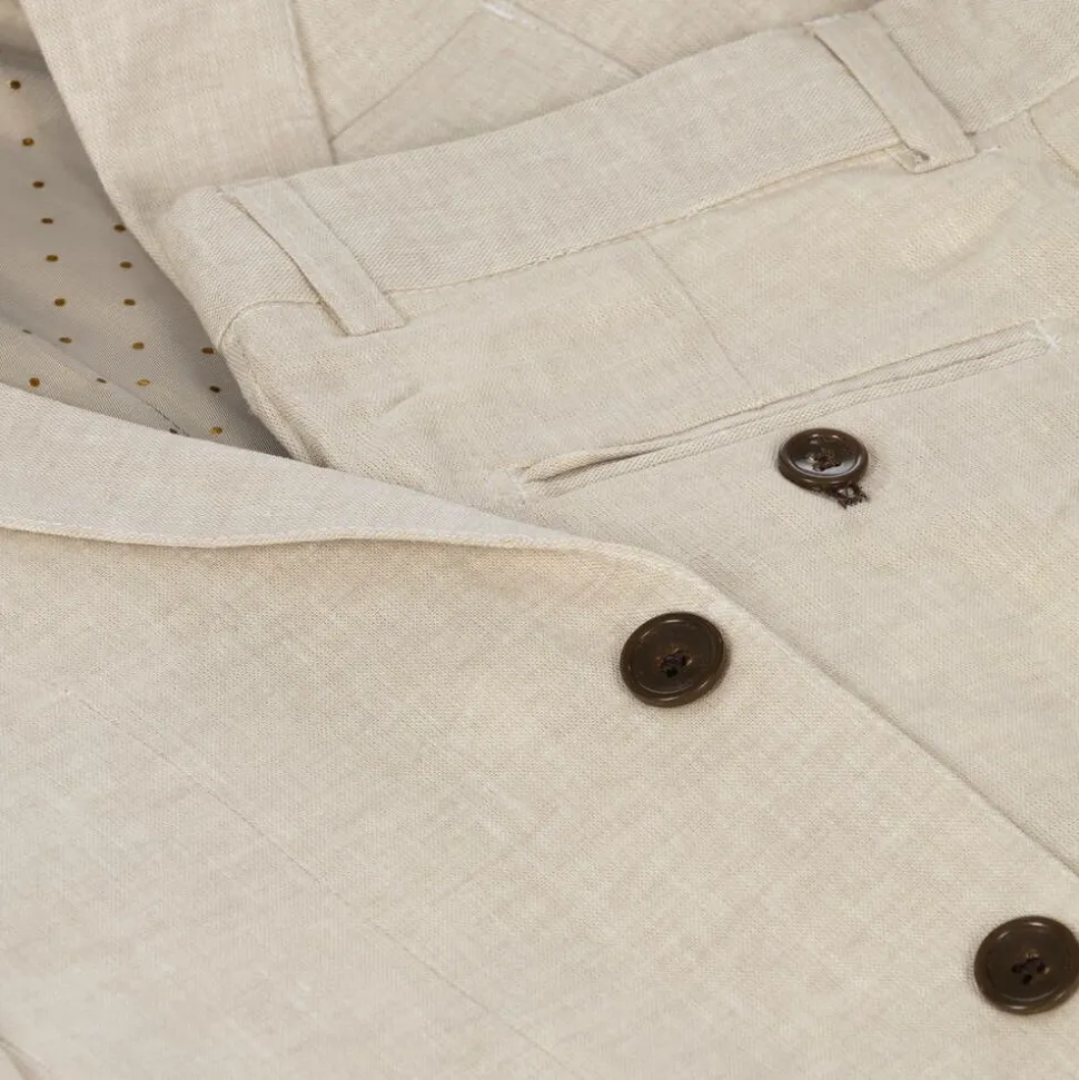 Boys Beige Linen & Cotton Suit