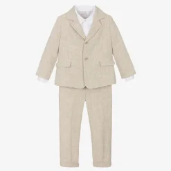 Boys Beige Linen Suit