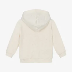 Boys Beige Marl Zip-Up Hooded Top