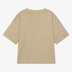 Boys Beige Organic Cotton Stacked Logo T-Shirt