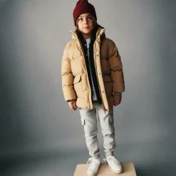 Boys Beige Puffer Coat