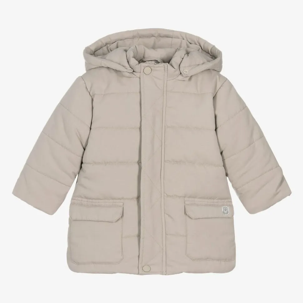 Boys Beige Puffer Coat
