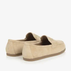 Boys Beige Suede Leather Loafers