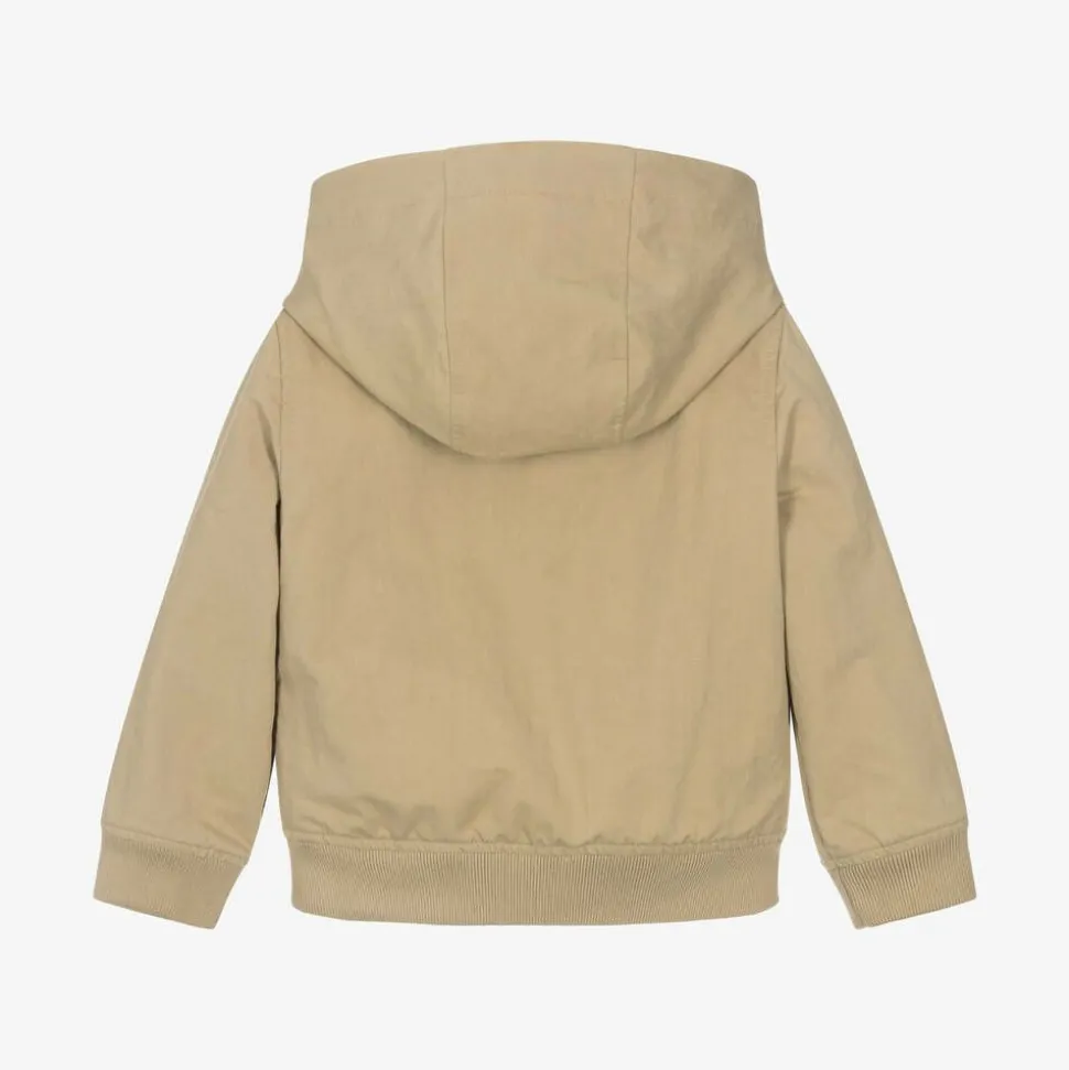 Boys Beige Twill Zip-Up Jacket