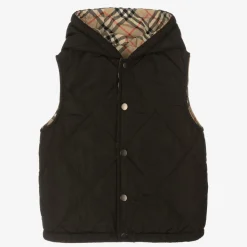 Boys Beige Vintage Check Reversible Gilet